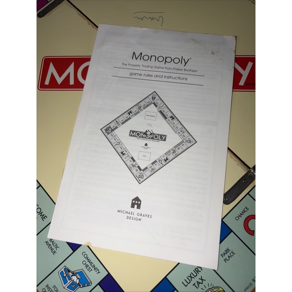Michael Graves Design Monopoly Wooden Game Box Folds W/Storage Vtg 2002 Read GVC - Picture 9 of 16